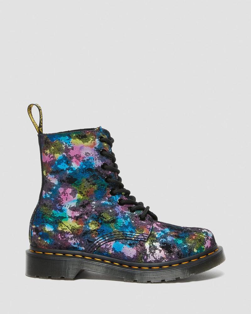 Dr Martens 1460 Pascal Confetti Ruskind Snørestøvler Dame Sort | DK 182DFM